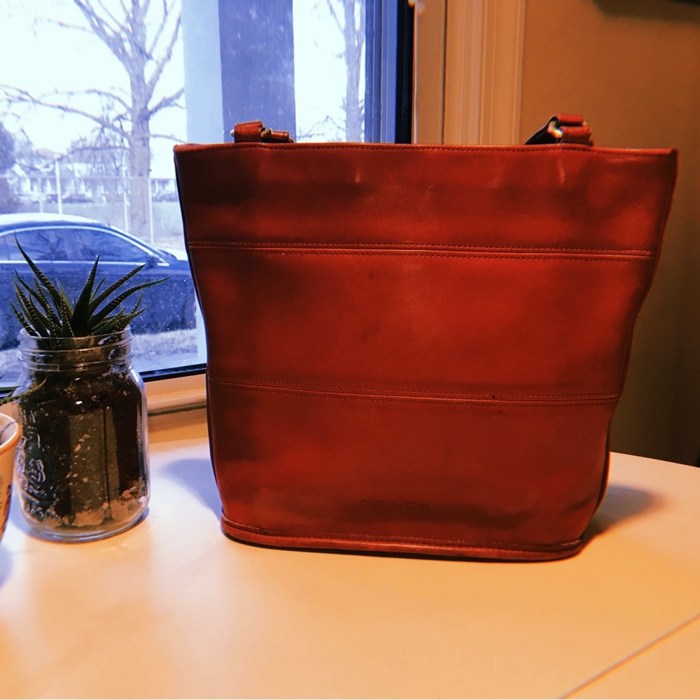 RARE Vintage 1990s Coach "Tribeca" Bucket Bag - Red - Authentic - Real Leather